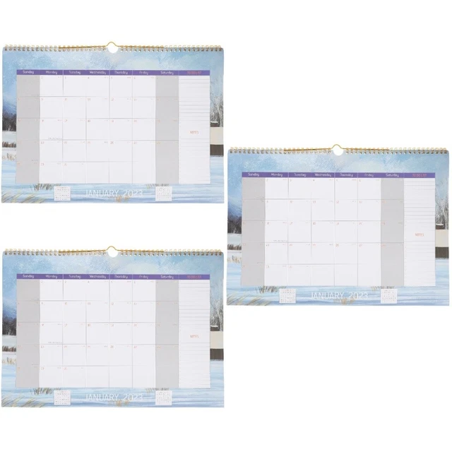 3 PCS Wandkalender 2023 Monatlicher Tischkalender Hängender Doppelte Linie