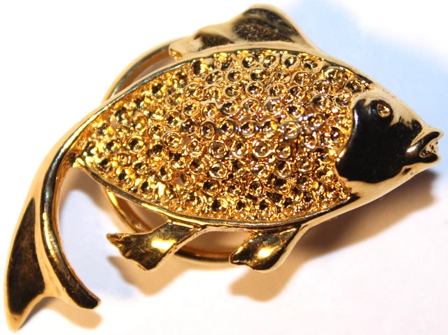 🇼 Solider goldener Tuchclip Figürlich Fisch Modeschmuck - 4,5 x 3,0 cm / 13,86g