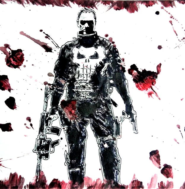Punisher War Zone Ray Stevenson Rip Original Marvel Comic Book Art Board 11X17 !