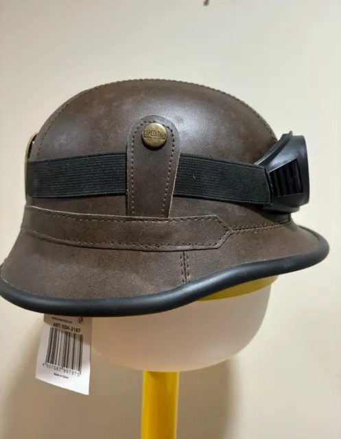 German style Vintage helmet Herr  Major brown unisex with goggles