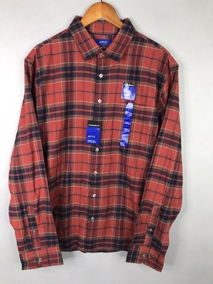 APT.9 Premier Flex Untucked Fit Standard Fit Plaid Button Front Shirt Men's XXL
