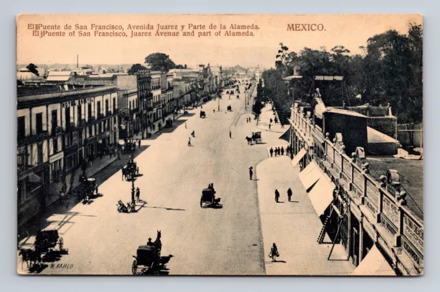 Puente de San Francisco Juarez Alameda Hotel Bristol Horse Carriage Postcard