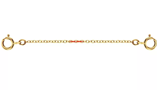 14k 1mm Yellow Gold DOUBLE 4.5mm Spring Ring Clasp 2.40" Safety Chain Extender