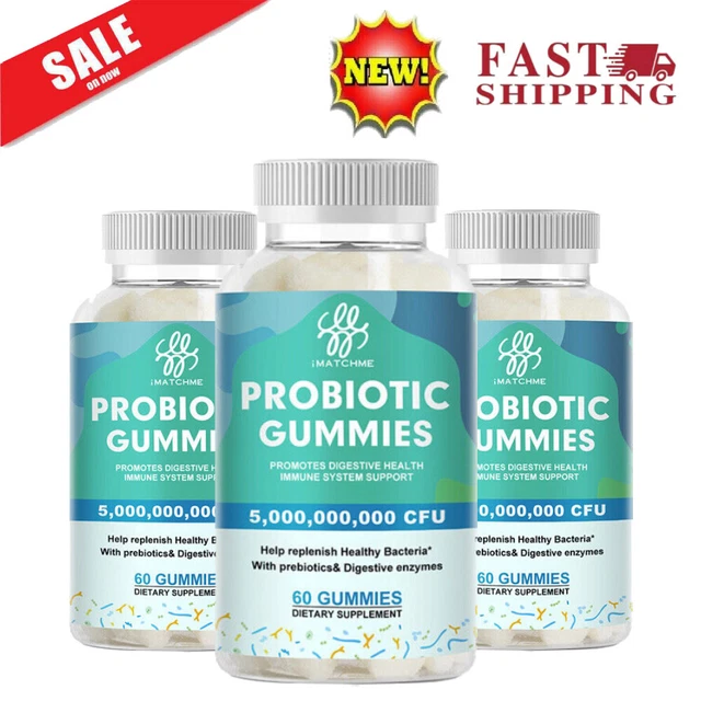3 PACKS PROBIOTIC Gummies Extra Strength 5 Billion CFU Relief Gas