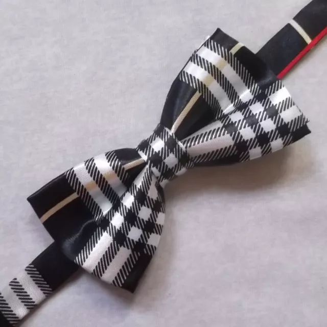 Checked Bow Tie Boys Girls Dickie Bowtie New Tartan Plaid Cream Black Red