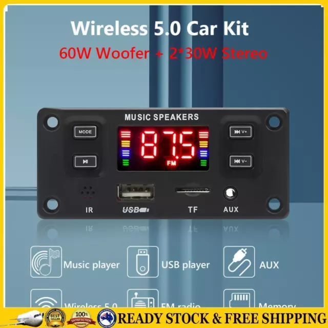 2 X 30W Stereo 60W Amplifier USB TF FM Radio Module Handsfree MP3 Player for Car