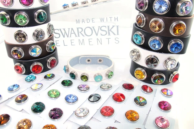 Armbänder im Chunk Style + Druckknöpfe Sets mit SWAROVSKI® Kristall 12mm + 18mm 2