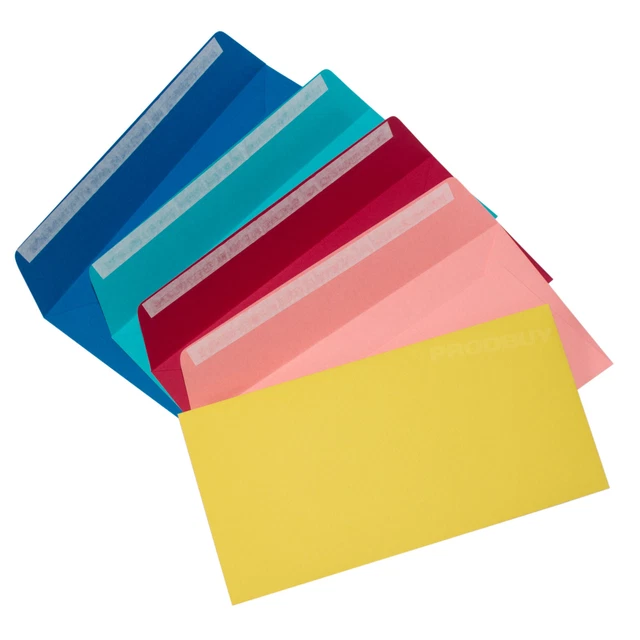 Confezione da 20 DL Buste Piatte Colorate 120gsm Qualità 220mm x 110mm Set Matrimonio
