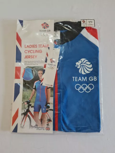 Ladies Cycling Jersey Team GB Size L Short Sleeve Zip Front Blue 5716