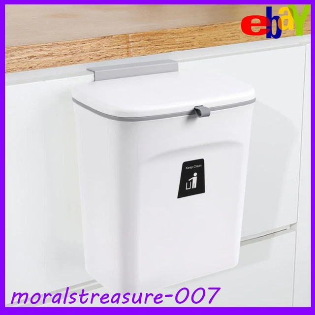 COMPOST BIN WALL Mounted with Sliding Lid Kitchen Trash Can (9L white