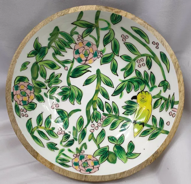 Opal House Mango Wood India Footed Bowl Lacquered Resin Interior Bowl Flowers