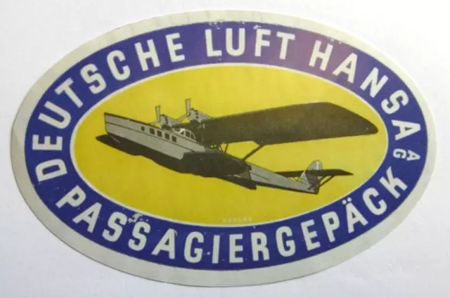 Werbe-Aufkleber Deutsche Lufthansa AG Passagiergepäck Dornier Zeppelin 80er