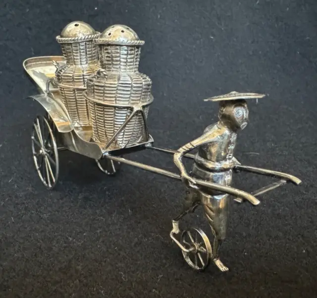 Chinese Export Sterling Silver Salt and Pepper Trolley