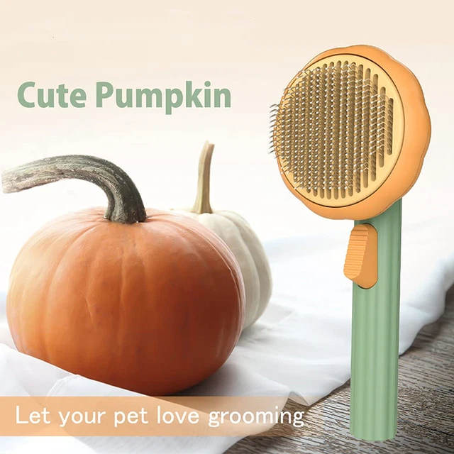 Pumpkin Hair Comb Grooming Massage Deshedding Self Cleaning Brush Pet Dog Cat US 3