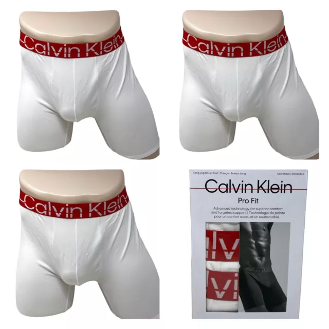 Calvin Klein Men Long Leg Boxer Brief 3 Pack Microfiber Pro Fit White NB3702101