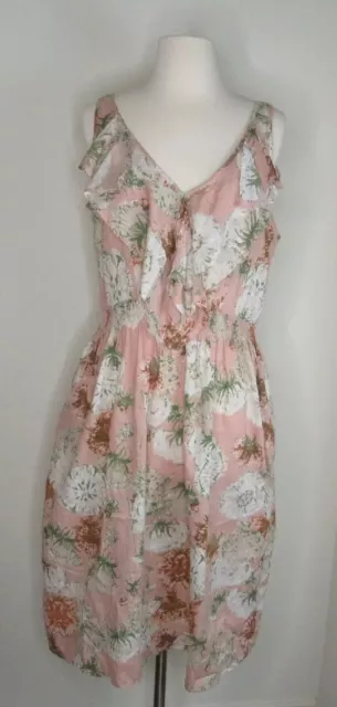 NEW Ellison Floral Dress Sundress Unlined with Pockets Dusty Rose Womens Large