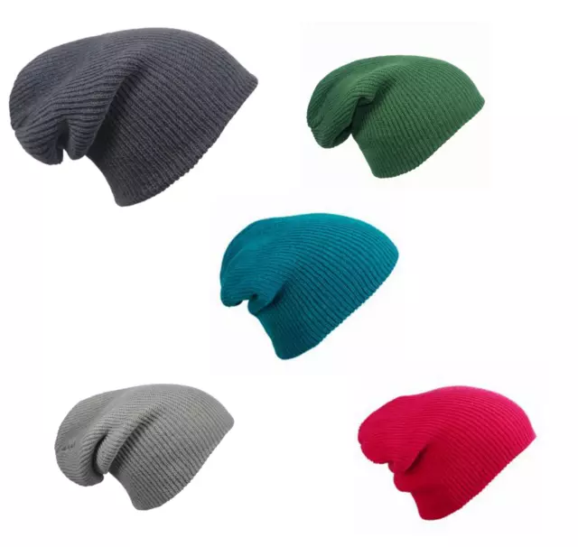 Beanie Slouch Knitted Oversize Hat Warm Winter Cap Unisex Men's Women's