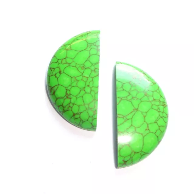 2x Turquesa - Medio Luna Par Perforada Verde Cabujón 33 , 22x16, 40x6mm (1035)