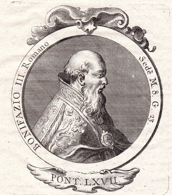 PORTRAIT XVIIIE PAPE Boniface III Papa Bonifacio III Kataandiokes 1775