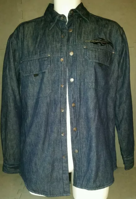Harley Davidson insulated snap button jacket shirt. Size: small. Blue 3