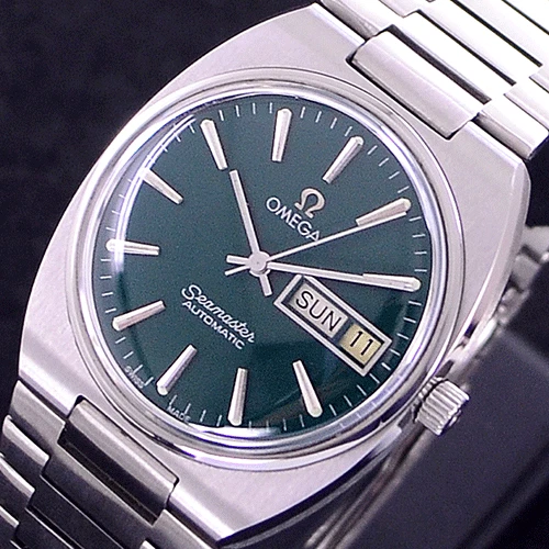 1969 Large Omega Seamaster Automatic Rare Chronometer Day/Date Model 168.034 with Glitter Dial in Stainless Steel