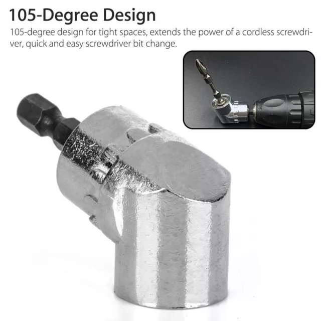 1PCS 105 Angle 1/4 6mm Extension Hex Drill Bit Screwdriver Socket Holder Adaptor 3