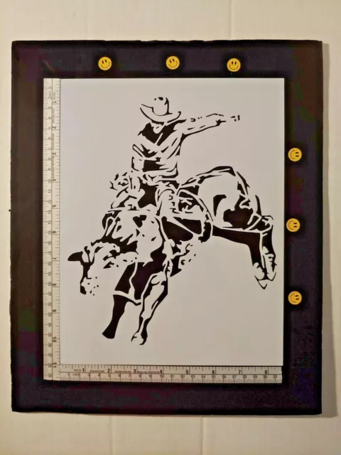 Bull Rider Cowboy 8.5" x 11" Custom Stencil FAST FREE SHIPPING