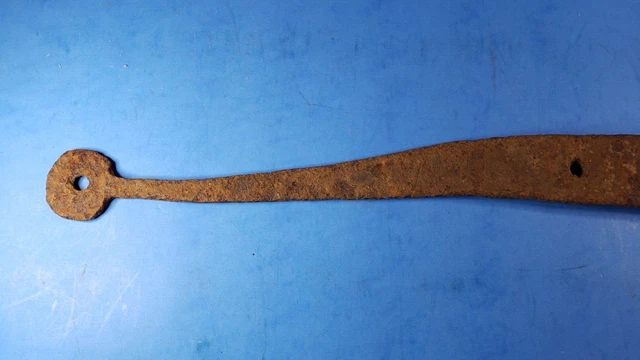19th C Antique Hand Wrought Forged Iron Barn Door Strap Hinge 19" Single Unique 2