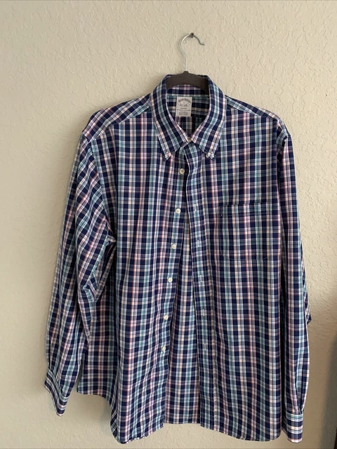 Brooks Brothers L Large Regent Plaid Shirt Button Down Dress Mens