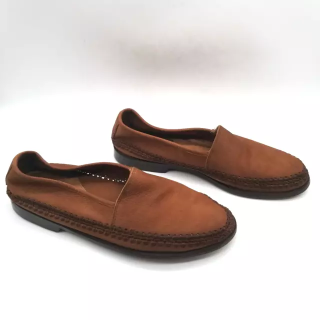 Kenneth Cole Reaction Brown Leather Round Toe Slip On Casual Loafer Shoes Size 9