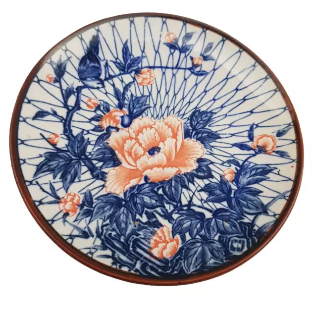 Vintage Japanese Imari Plate Orange Blue White  Japan chrysanthemum