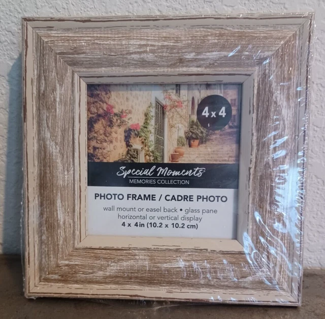 4×4 Photo Frame Plastic That Looks Like Wood Hanging Or Freestanding