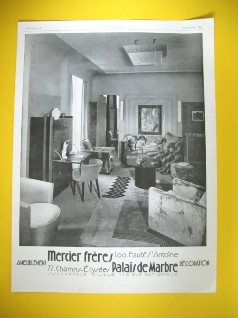 Publicite De Presse Mercier Freres Fbg Saint Antoine Mobilier Art Deco 1929