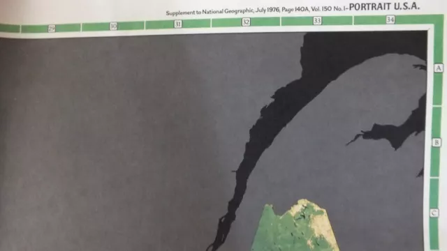 Vintage 1976 MAP & PORTRAIT U.S.A. National Geographic 28" x 42" NICE SEE Color 3