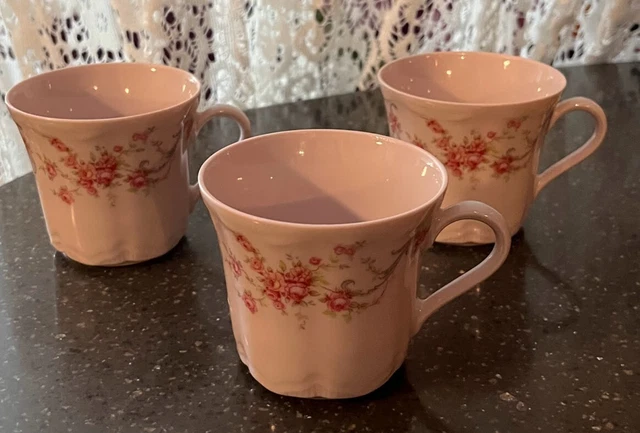 3 CUPS Hutschenreuther Germany PINK PORCELAIN
