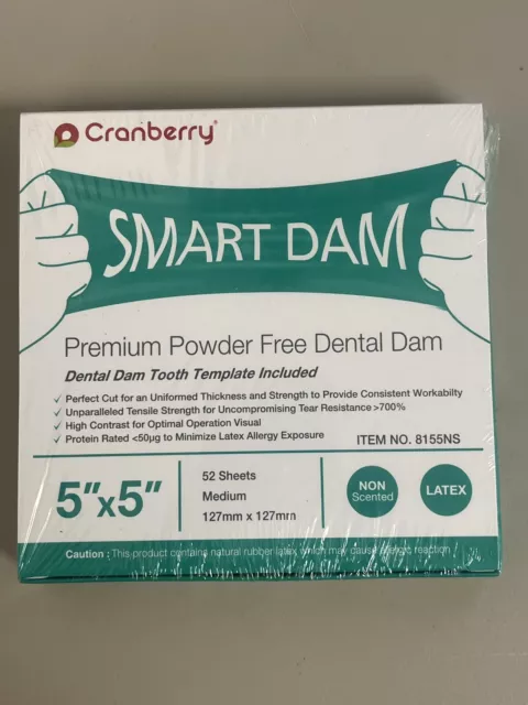 Dental Endodontic Rubber Dam Natural Latex Medium Gauge 5”x5” 52 Sheets