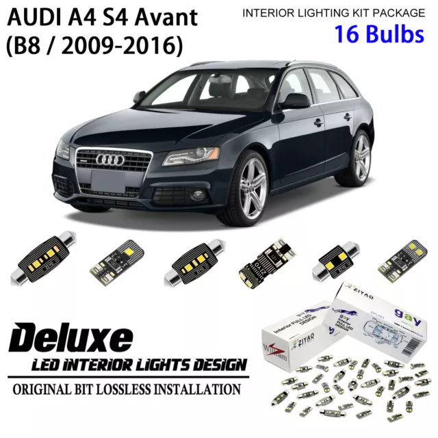 Deluxe LED Interior Dome Light Kit 6000k Xenon White For 2009-2016 AUDI A4 Avant