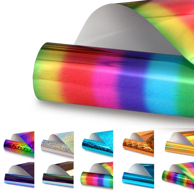 METALLIC FOIL HTV Holographic Rainbow Heat Transfer Vinyl 12" X 5ft for
