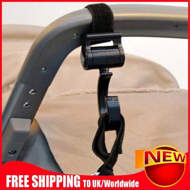 2 piezas gancho para carro giratorio 360 grados negro para colgar bolsas de pañales