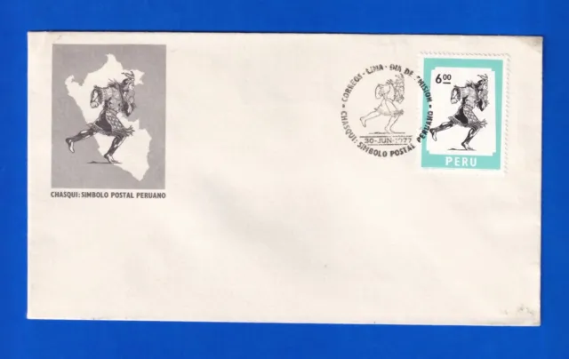 Peru 1977 Peruvian Postal Messenger Inca 6 c First Day Cover Stamps