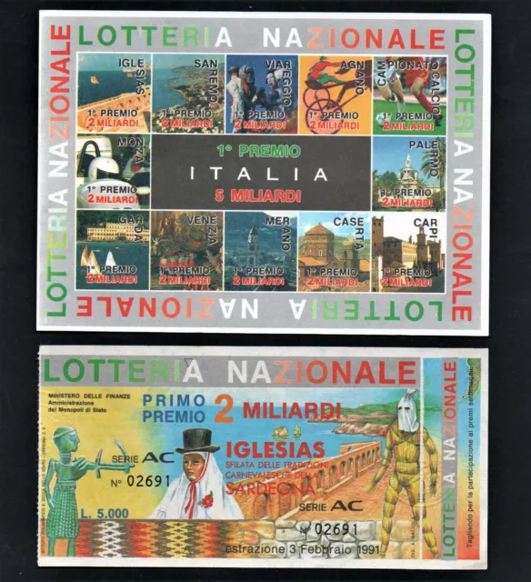 LOTTERIA Cartolina con Matrice e BIGLIETTO  NUOVI IGLESIAS Nazionale Italia