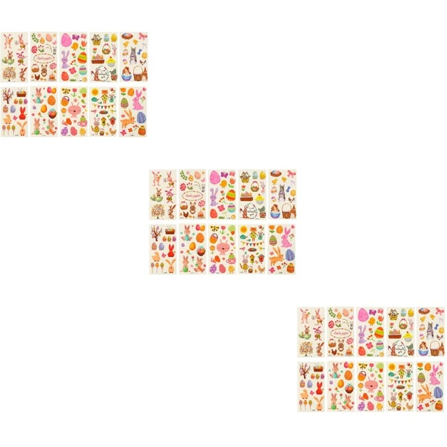 60 Pcs Papier Party-Tattoo-Aufkleber Kind Für Kindergesichter Ostern-Aufkleber