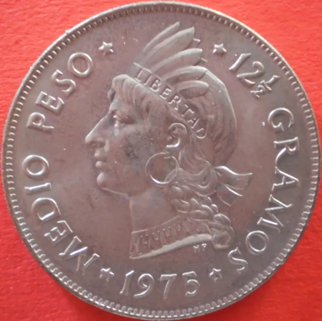 DOMINICAN REPUBLIC ½ PESO 1975 Dominicana Dominikanische Dominicaine Domenicana