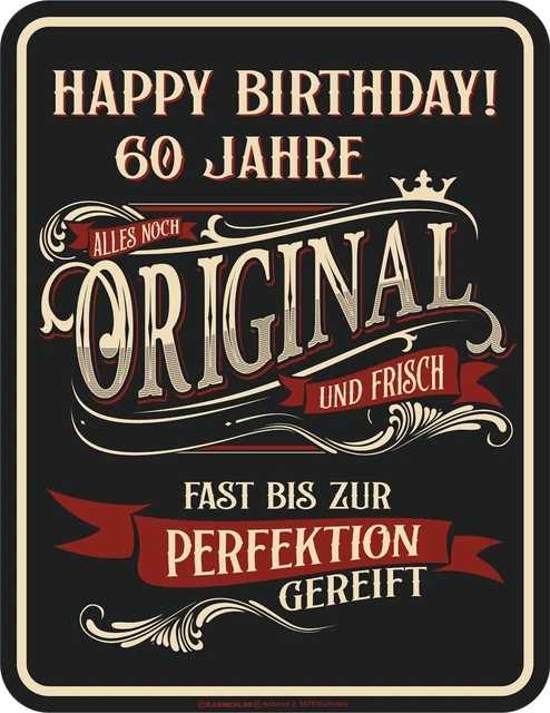 GEBURTSTAG SPRÜCHE SCHILD Happy Birthday 60 Jahre Männer Geschenke