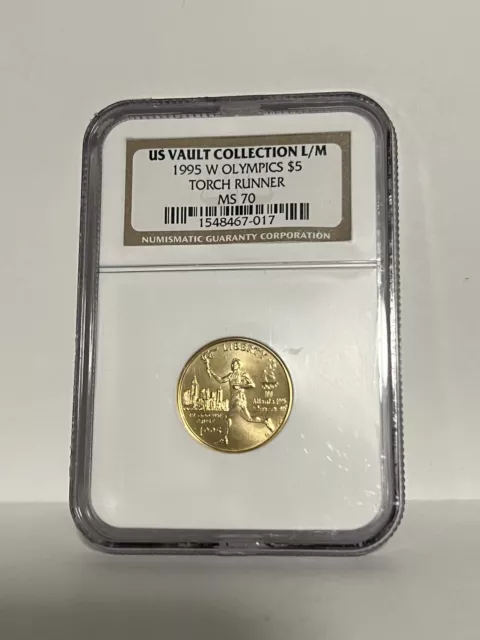 1995-W $5 Olympic Torch Runner Gold Commemorative NGC MS70 - US Vault Collection