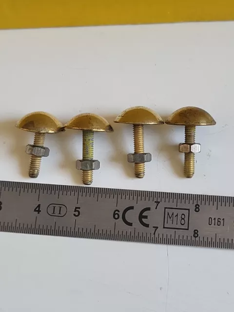 Pickelhaube- 4x  Buckelschrauben aus Messing mit  Mutter   Durchmesser: 12,5 mm