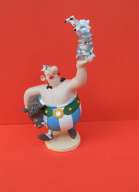 LE VILLAGE D'ASTERIX figurine OBELIX ET SA CAVALIERE Atlas PLASTOY ( no