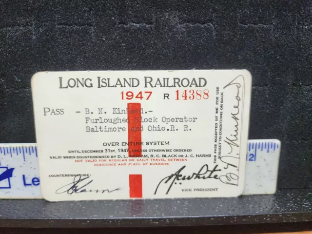 1947 Long Island Railroad Pass Ticket Order Of Railroad Telegraphers