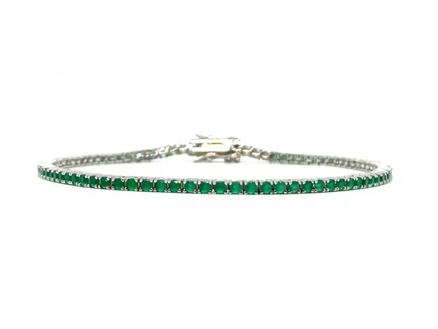 Bracciale Tennis 2mm 18cm In Argento 925 Verde Smeraldo