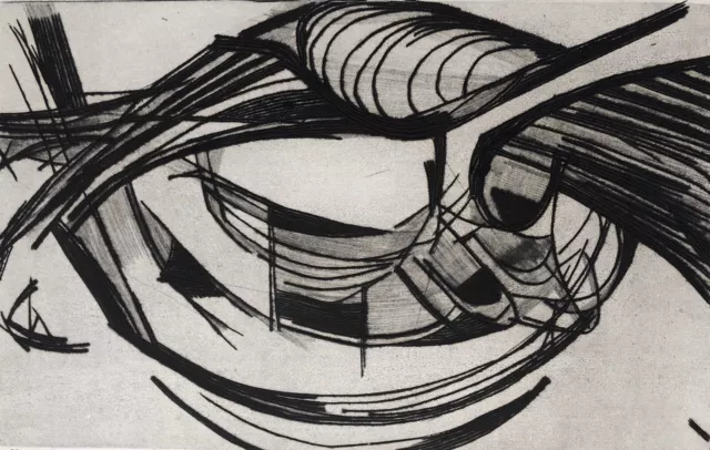RAYMOND VEYSSET (1913-1967) Pointe sèche Abstraction Abstrait «Clefs du Ciel»